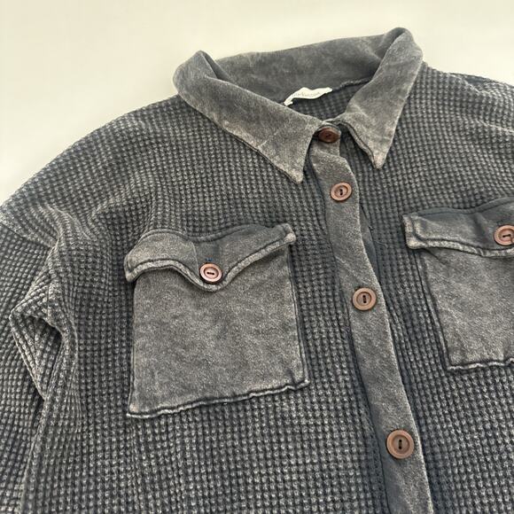 Bucket List OVERSIZED Waffle Knit Cardigan Sweater Womens Small Boho Fall Baggy - Picture 2 of 10